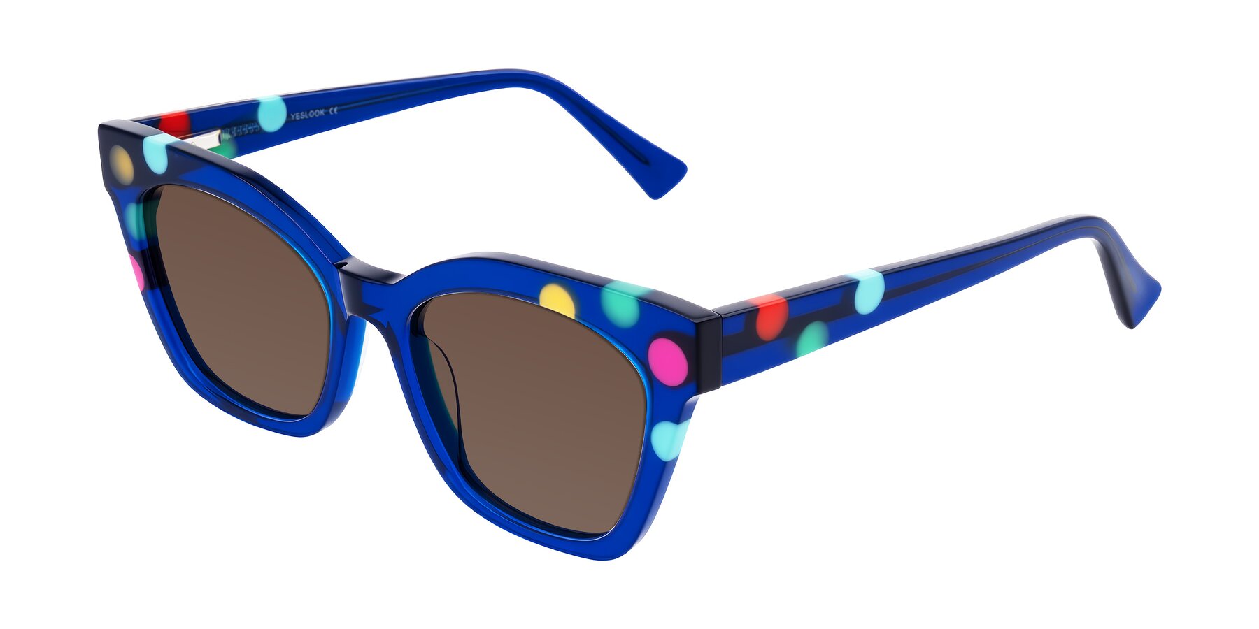 Angle of Falcon in Blue Confetti with Brown Tinted Lenses
