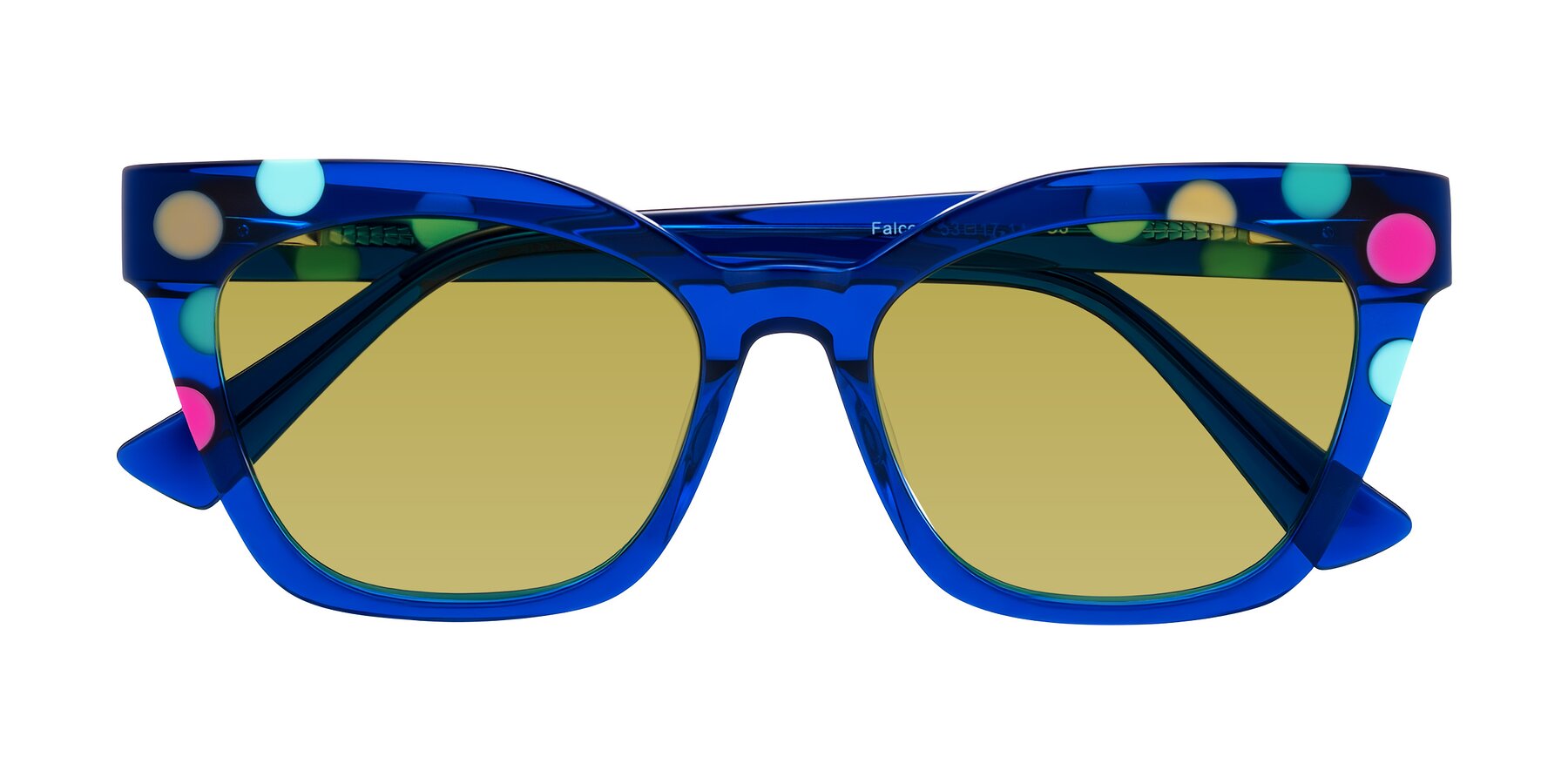 Folded Front of Falcon in Blue Confetti with Champagne Tinted Lenses