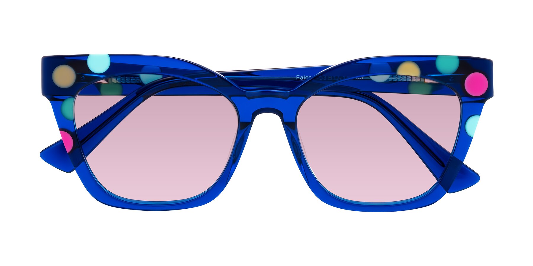 Folded Front of Falcon in Blue Confetti with Light Wine Tinted Lenses