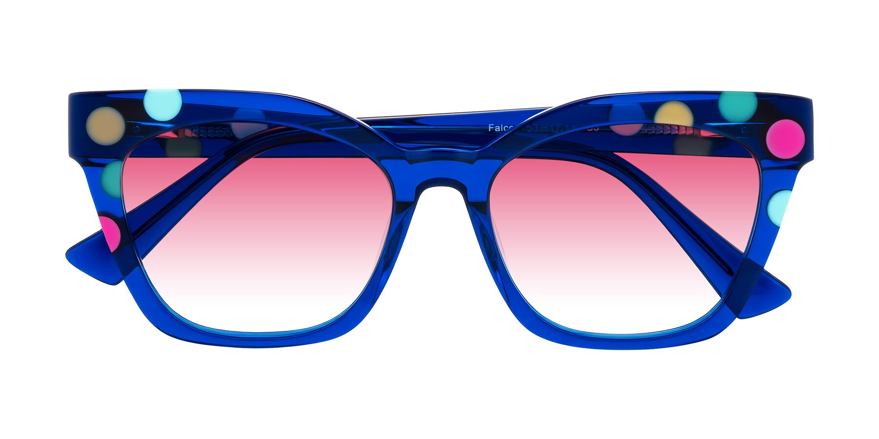 Folded Front of Falcon in Blue Confetti with Pink Gradient Lenses