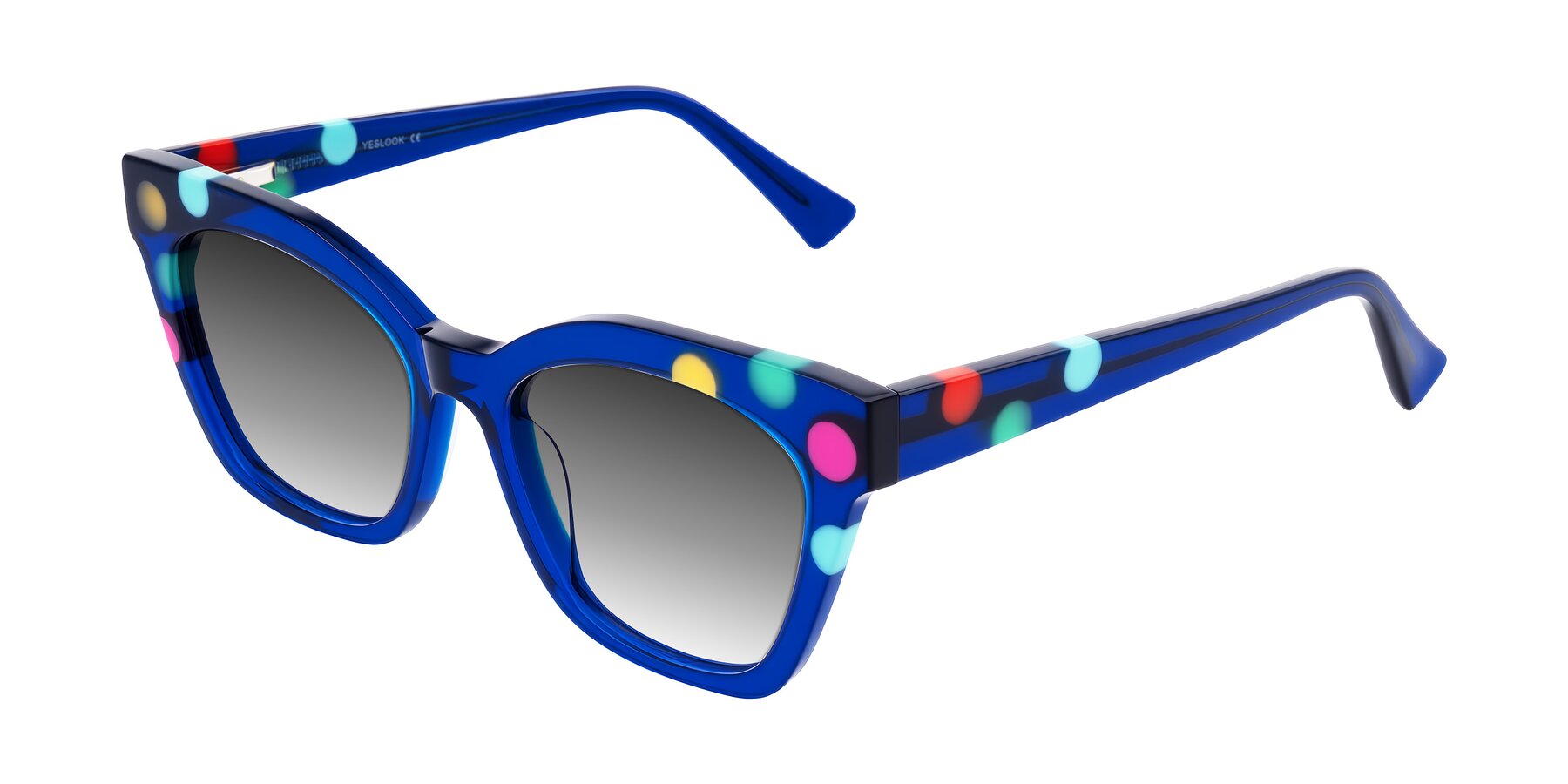 Angle of Falcon in Blue Confetti with Gray Gradient Lenses