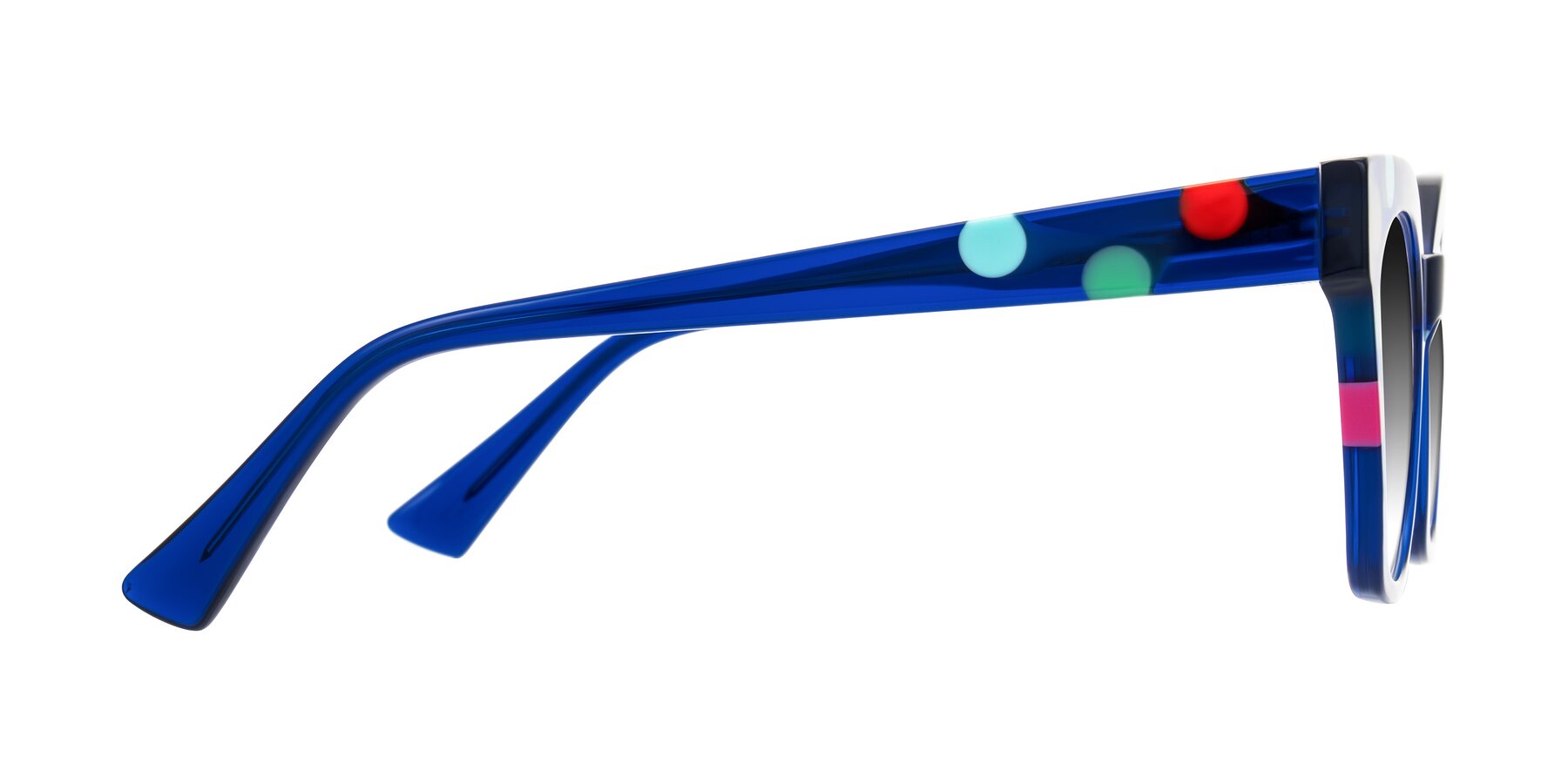 Side of Falcon in Blue Confetti with Gray Gradient Lenses