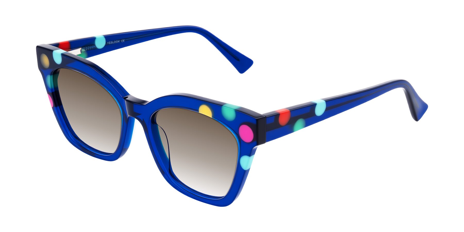 Angle of Falcon in Blue Confetti with Brown Gradient Lenses