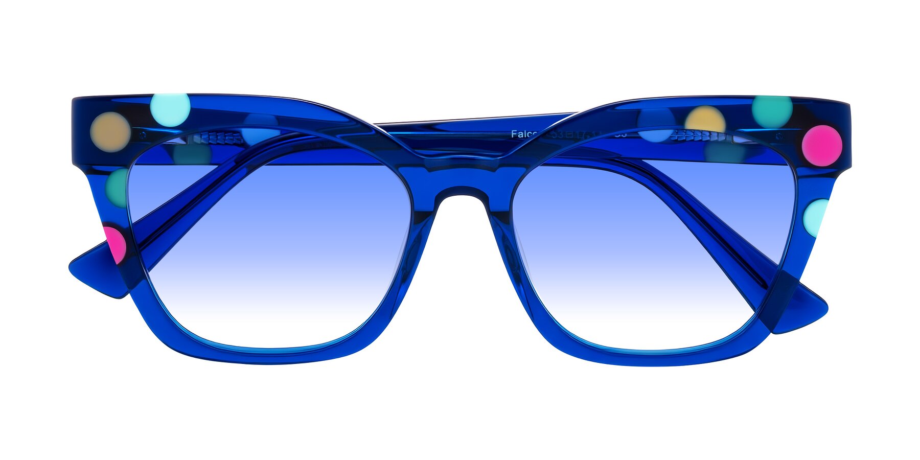 Folded Front of Falcon in Blue Confetti with Blue Gradient Lenses