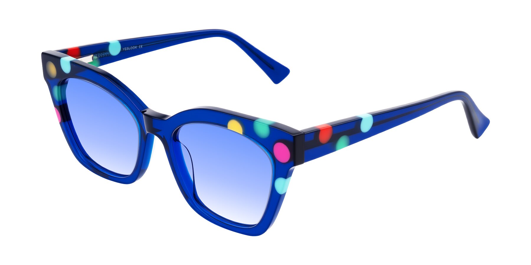 Angle of Falcon in Blue Confetti with Blue Gradient Lenses