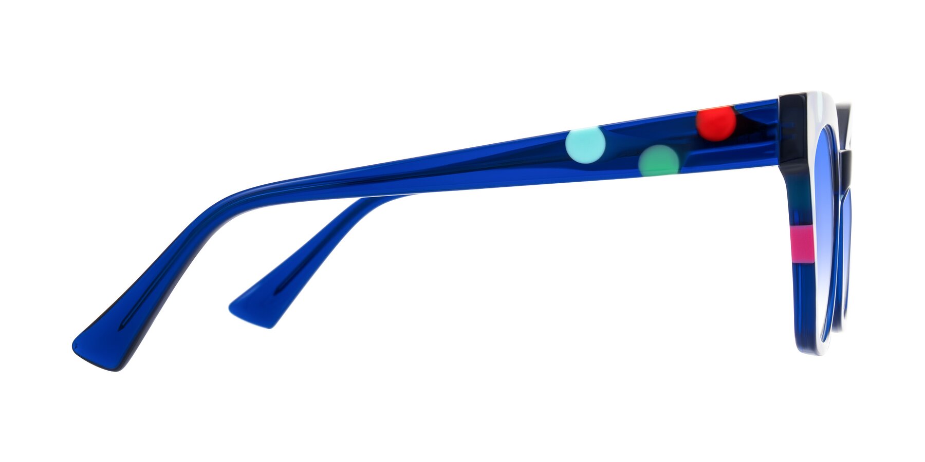 Side of Falcon in Blue Confetti with Blue Gradient Lenses