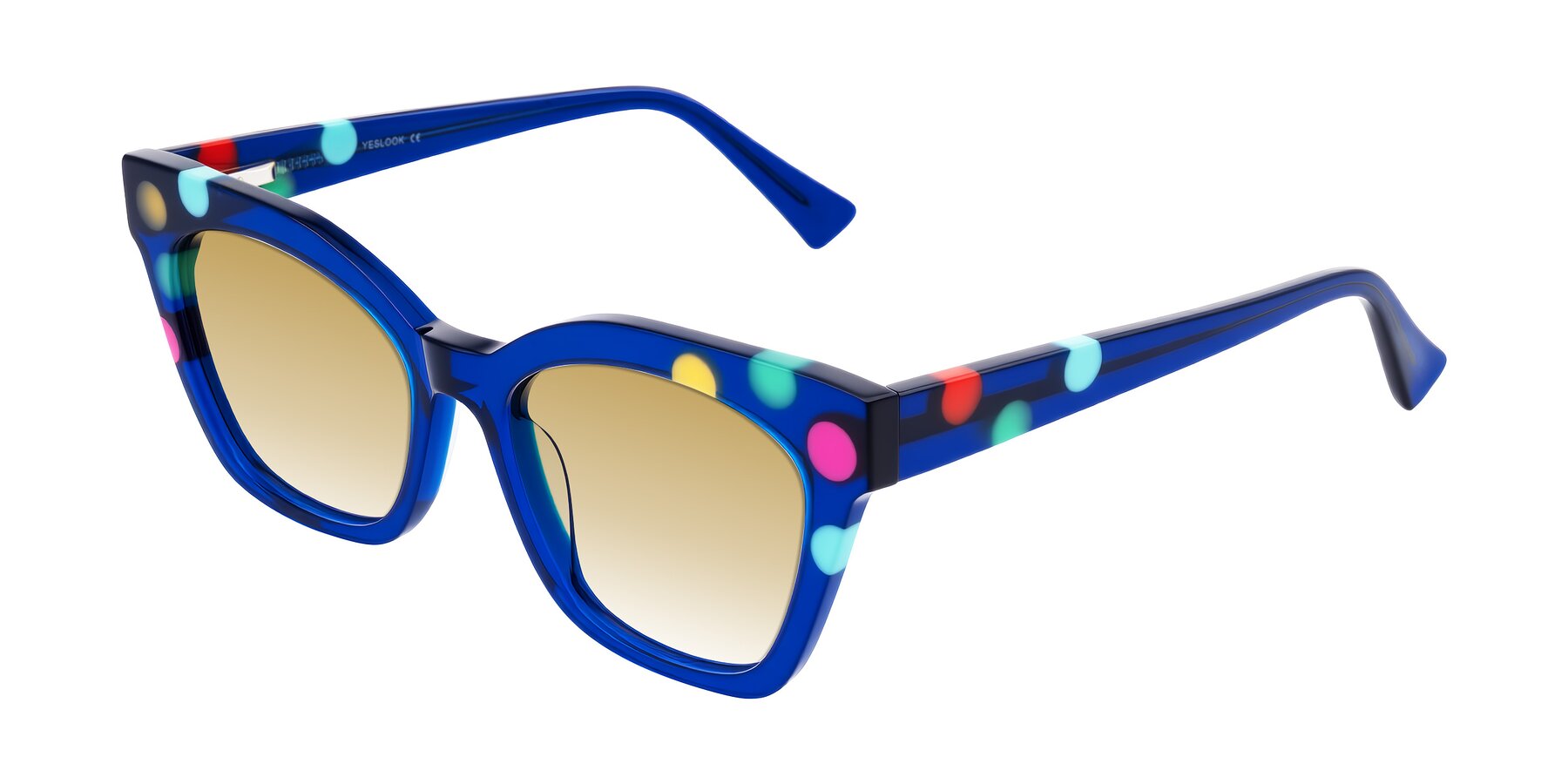 Angle of Falcon in Blue Confetti with Champagne Gradient Lenses