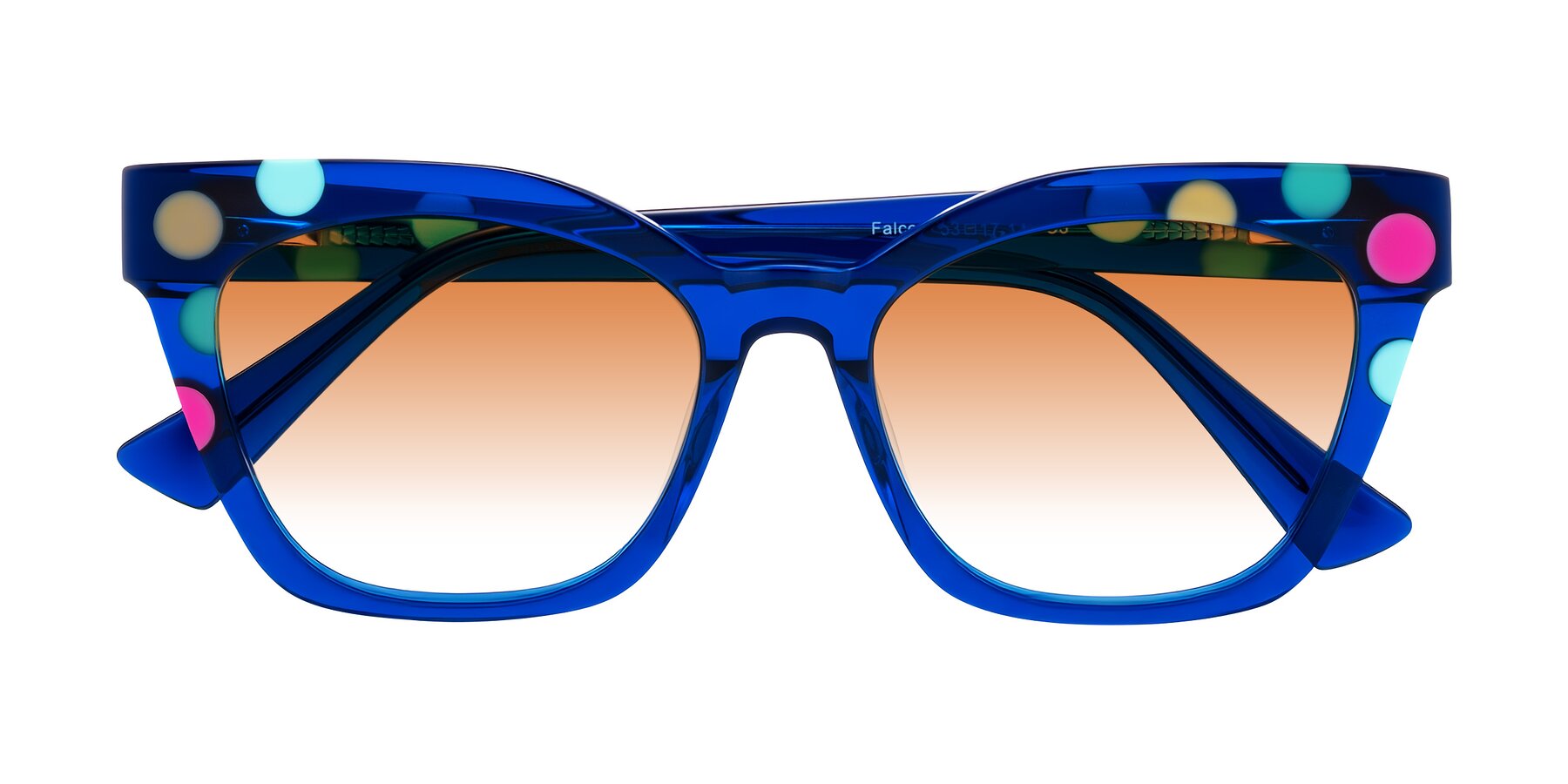 Folded Front of Falcon in Blue Confetti with Orange Gradient Lenses