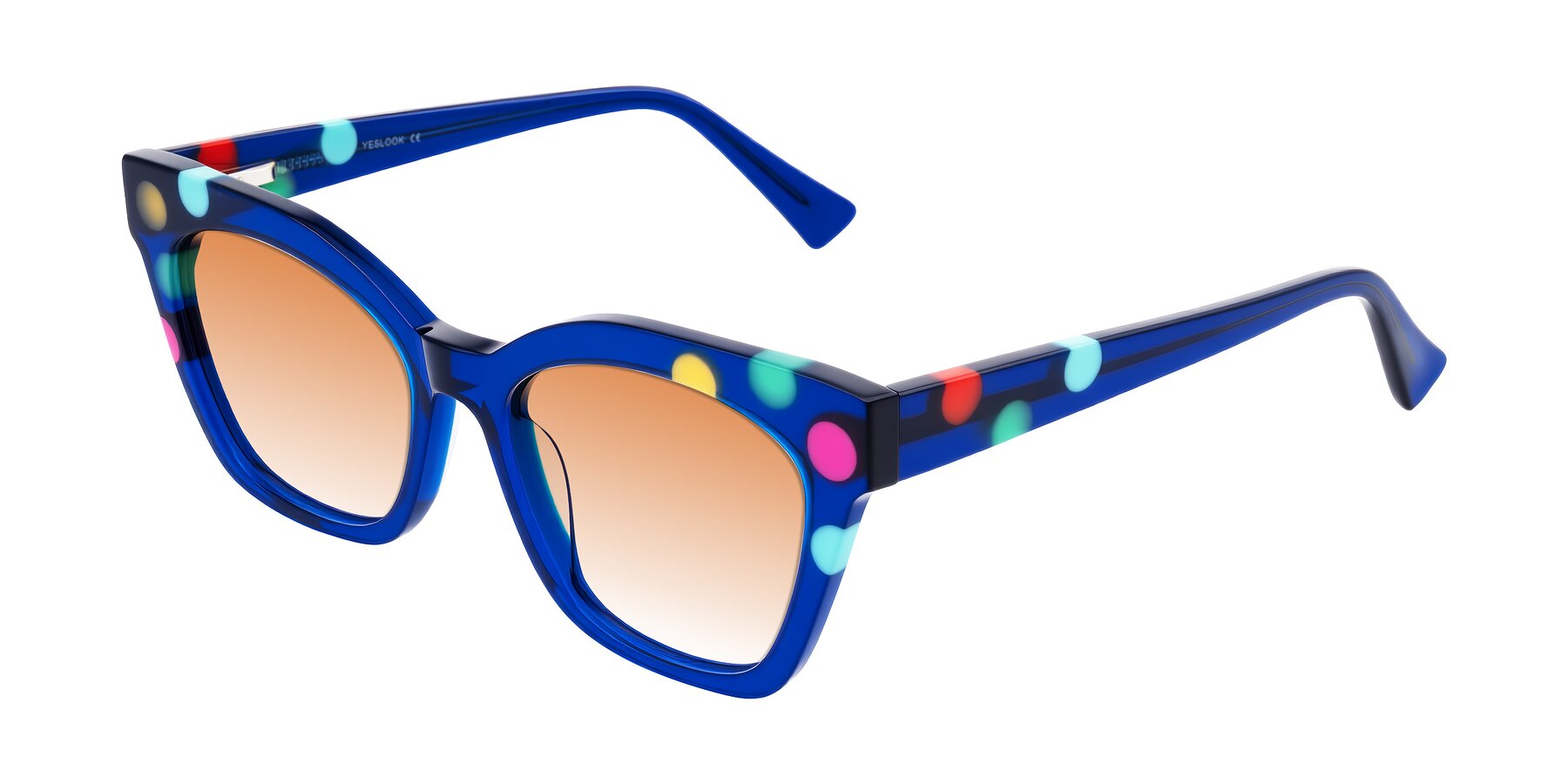 Angle of Falcon in Blue Confetti with Orange Gradient Lenses
