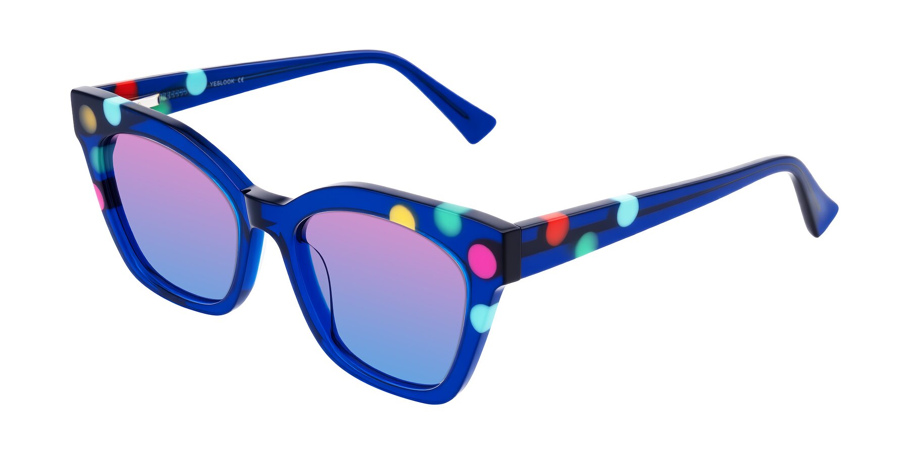 Angle of Falcon in Blue Confetti with Pink / Blue Gradient Lenses