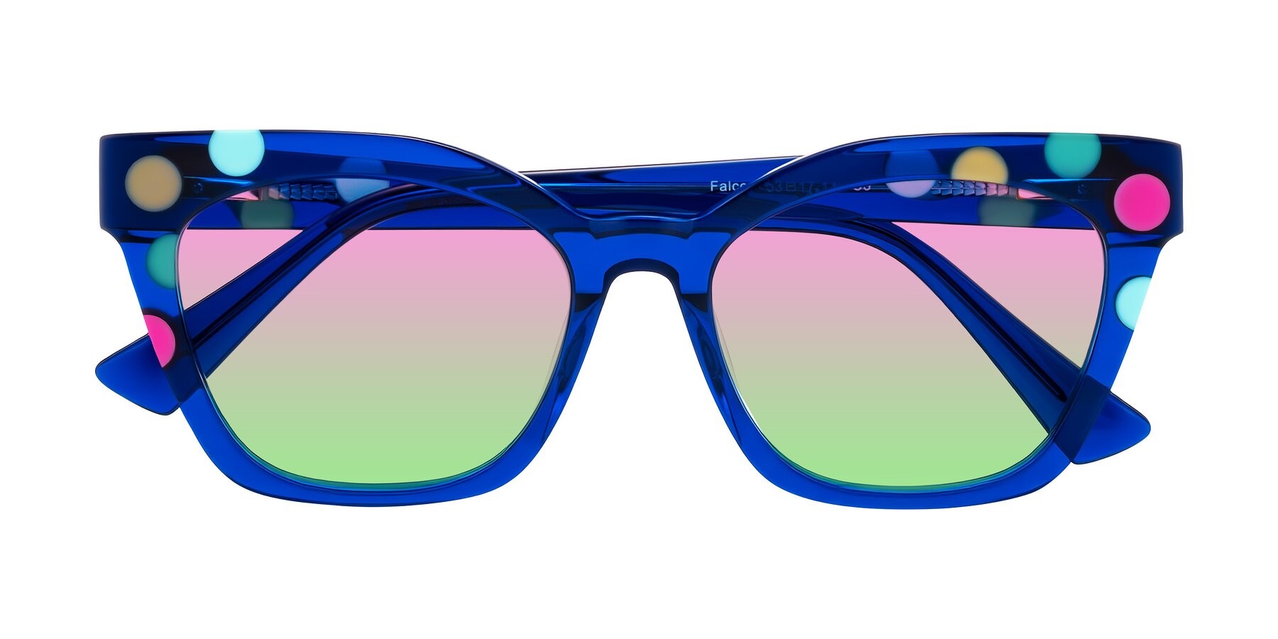 Folded Front of Falcon in Blue Confetti with Pink / Green Gradient Lenses
