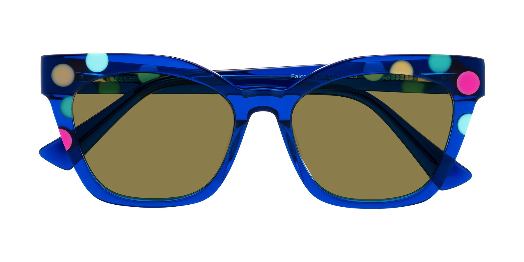 Folded Front of Falcon in Blue Confetti with Brown Polarized Lenses