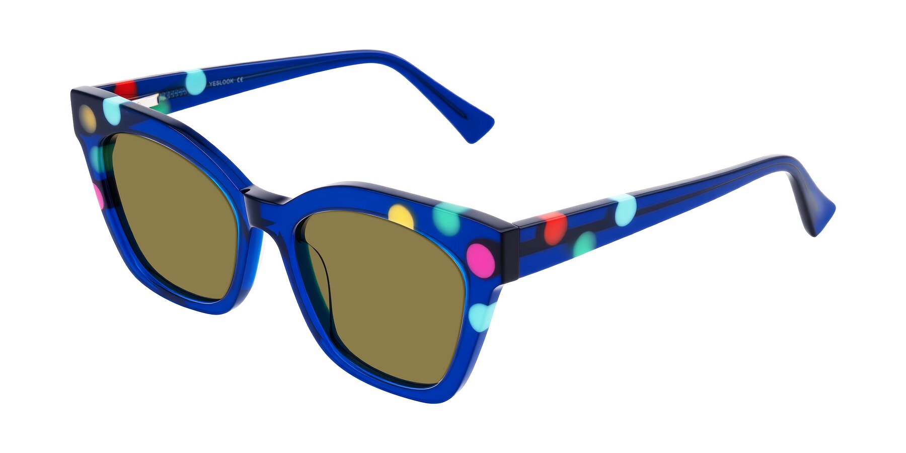 Angle of Falcon in Blue Confetti with Brown Polarized Lenses
