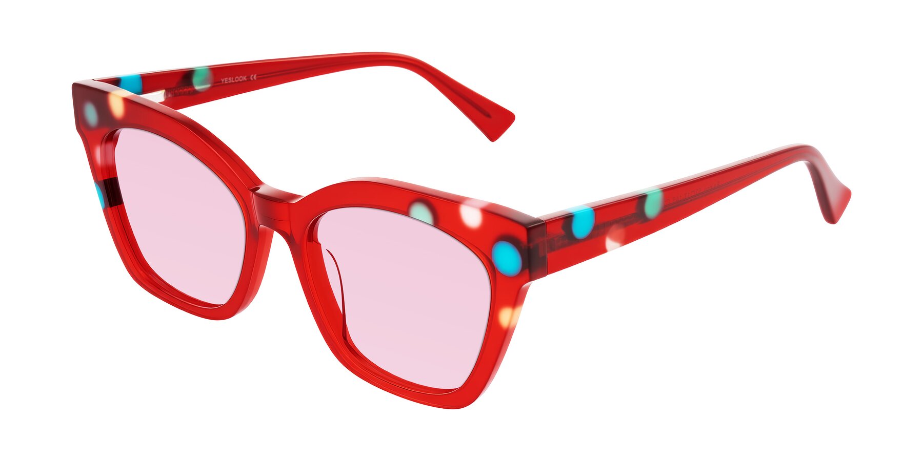 Angle of Falcon in Sage Dots with Light Pink Tinted Lenses