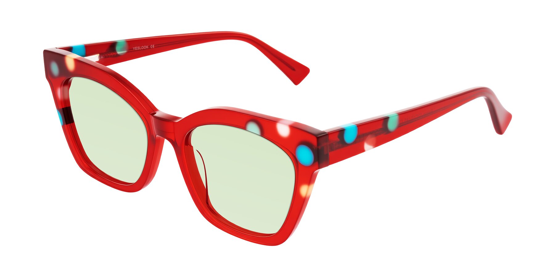 Angle of Falcon in Sage Dots with Light Green Tinted Lenses