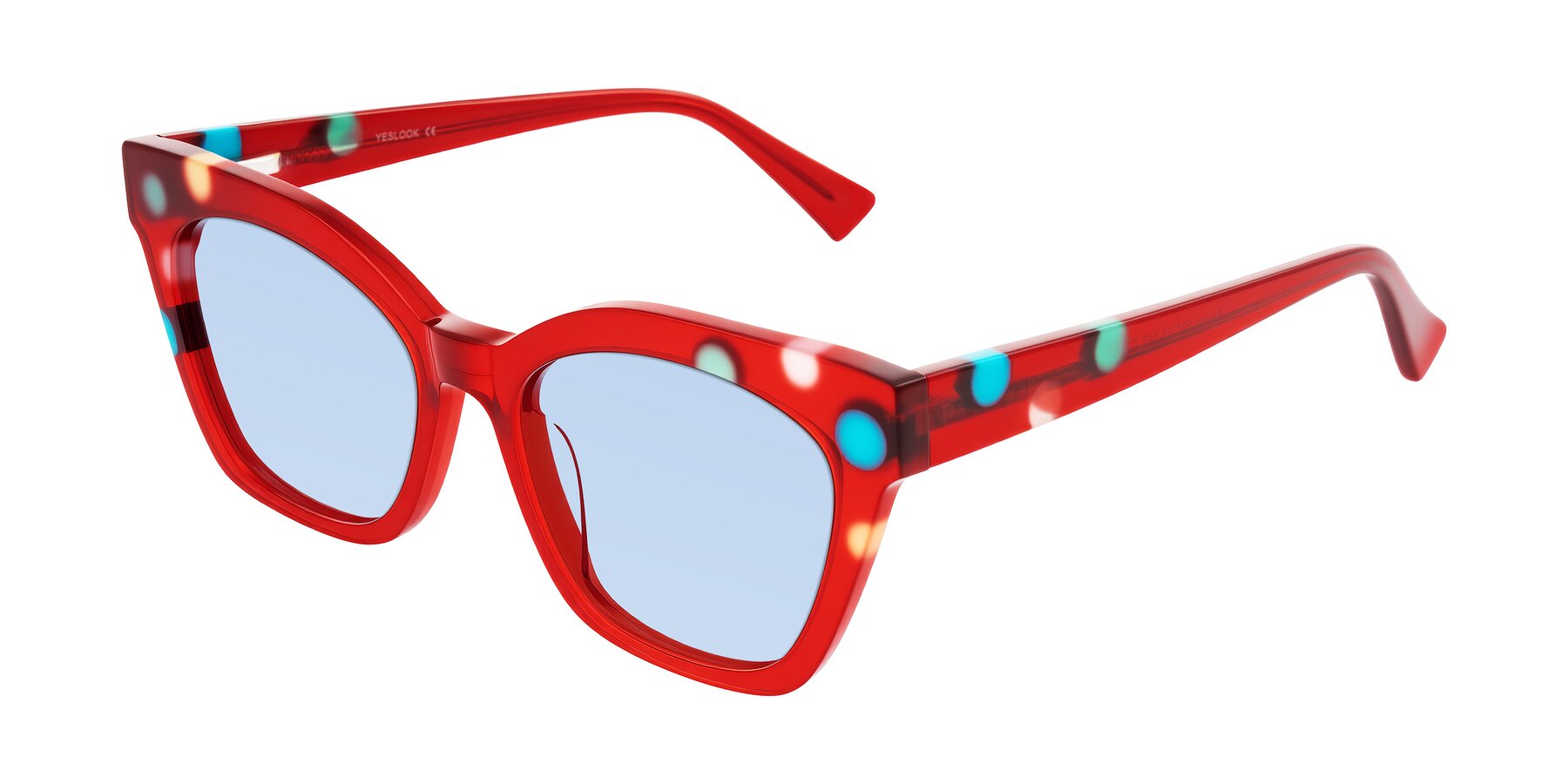 Angle of Falcon in Sage Dots with Light Blue Tinted Lenses