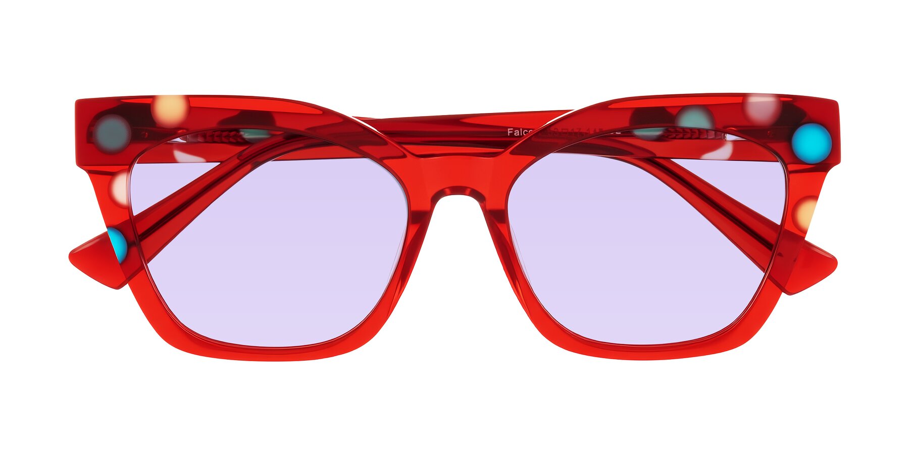 Folded Front of Falcon in Sage Dots with Light Purple Tinted Lenses