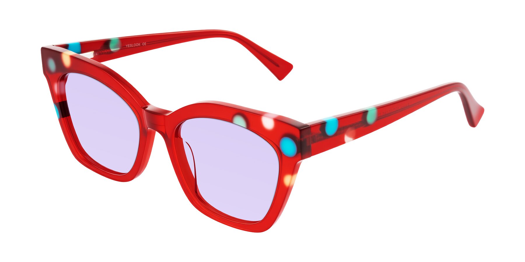 Angle of Falcon in Sage Dots with Light Purple Tinted Lenses