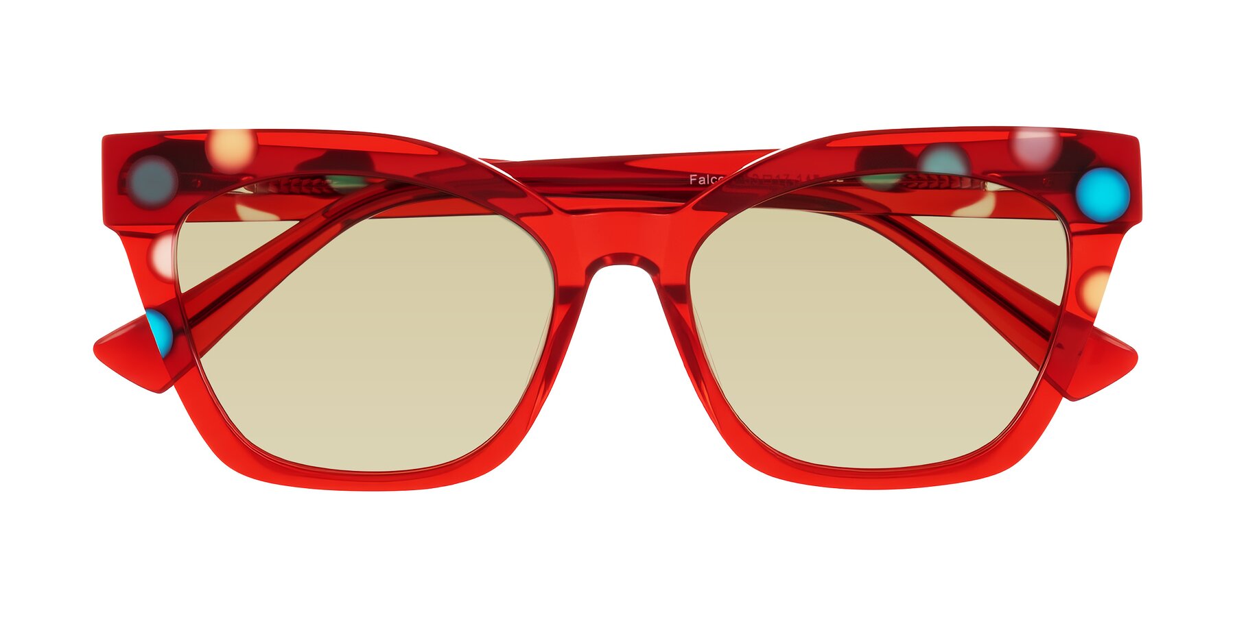 Folded Front of Falcon in Sage Dots with Light Champagne Tinted Lenses