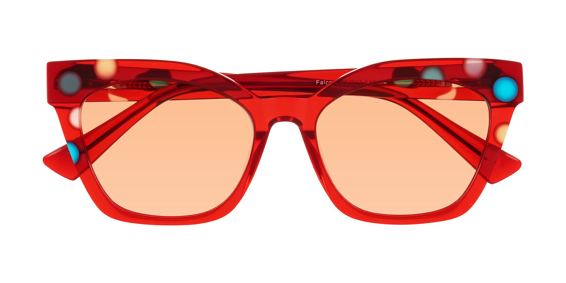 Folded Front of Falcon in Sage Dots with Light Orange Tinted Lenses