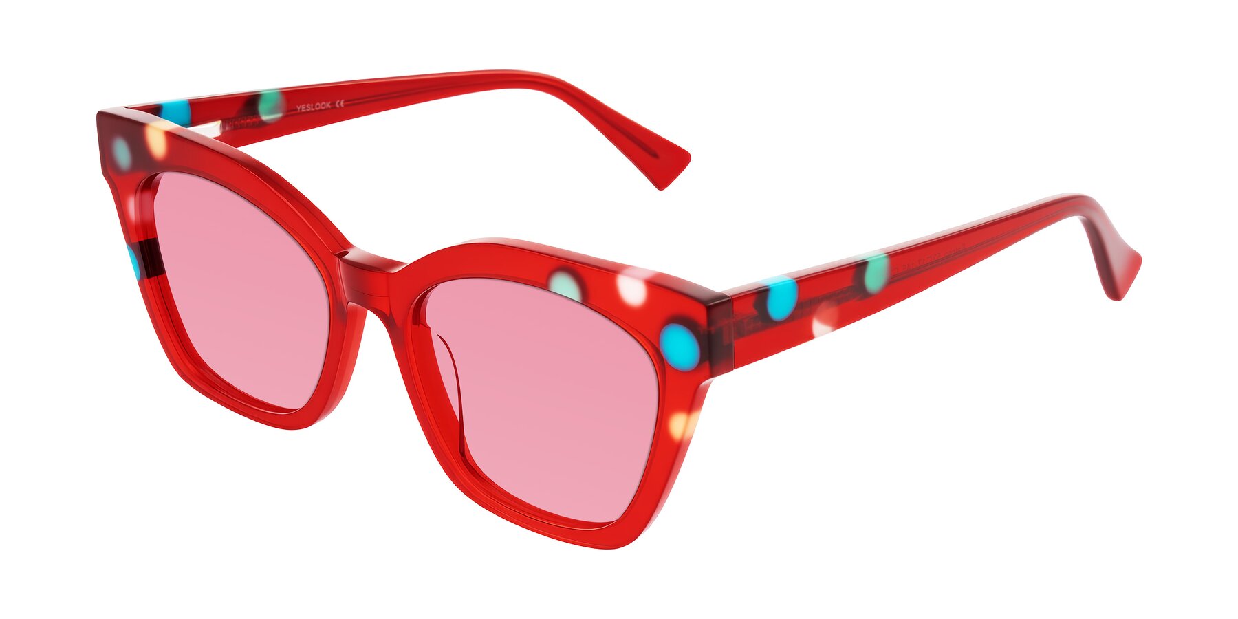 Angle of Falcon in Sage Dots with Pink Tinted Lenses
