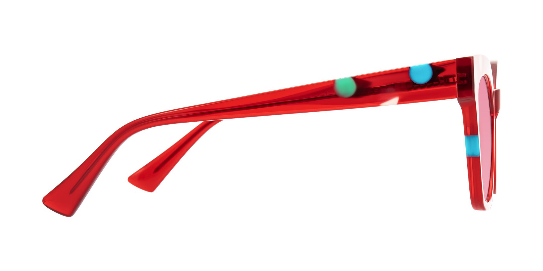 Side of Falcon in Sage Dots with Pink Tinted Lenses