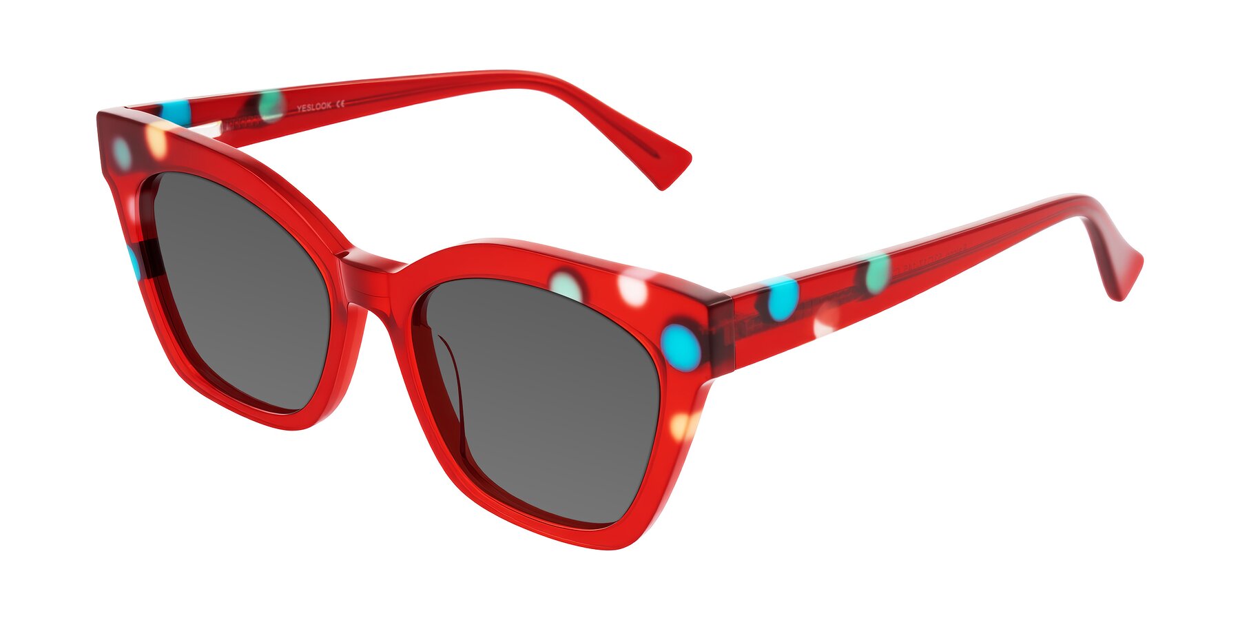 Angle of Falcon in Sage Dots with Medium Gray Tinted Lenses