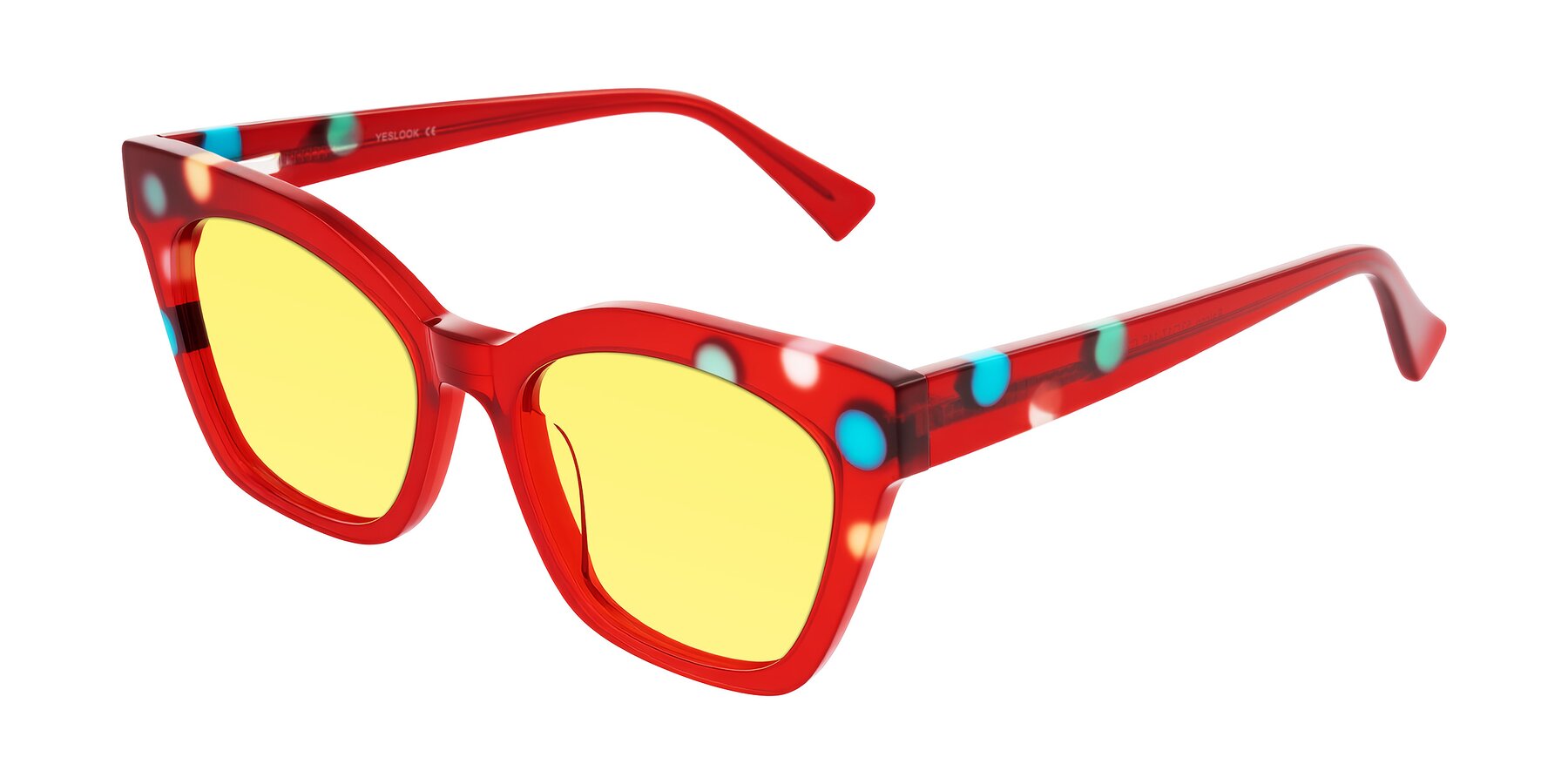 Angle of Falcon in Sage Dots with Medium Yellow Tinted Lenses
