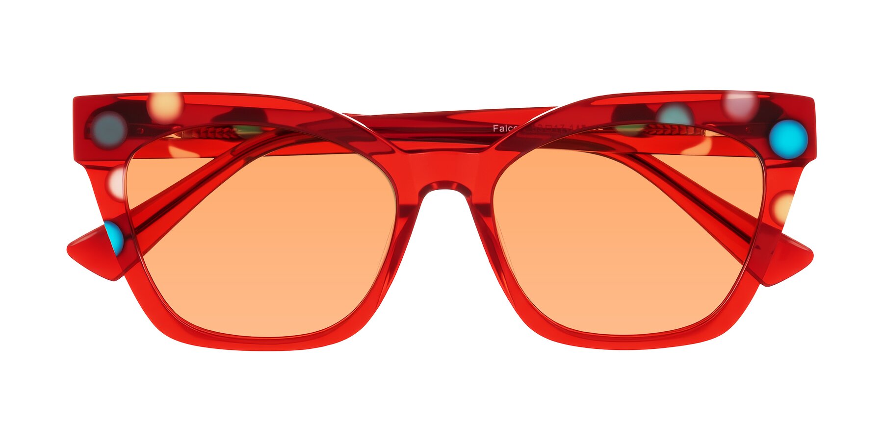 Folded Front of Falcon in Sage Dots with Medium Orange Tinted Lenses