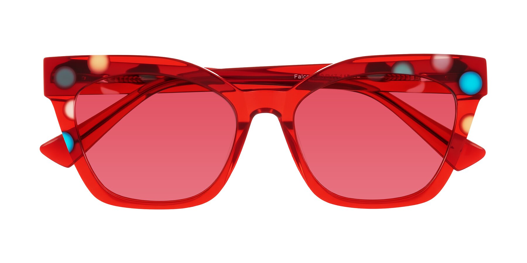 Folded Front of Falcon in Sage Dots with Red Tinted Lenses