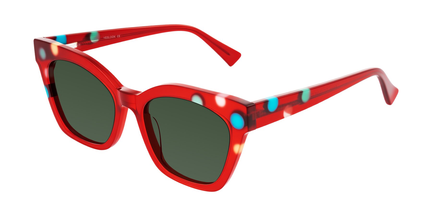 Angle of Falcon in Sage Dots with Green Tinted Lenses