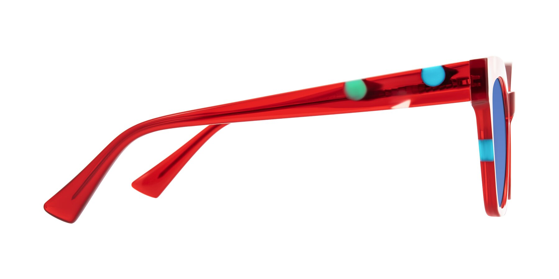Side of Falcon in Sage Dots with Blue Tinted Lenses