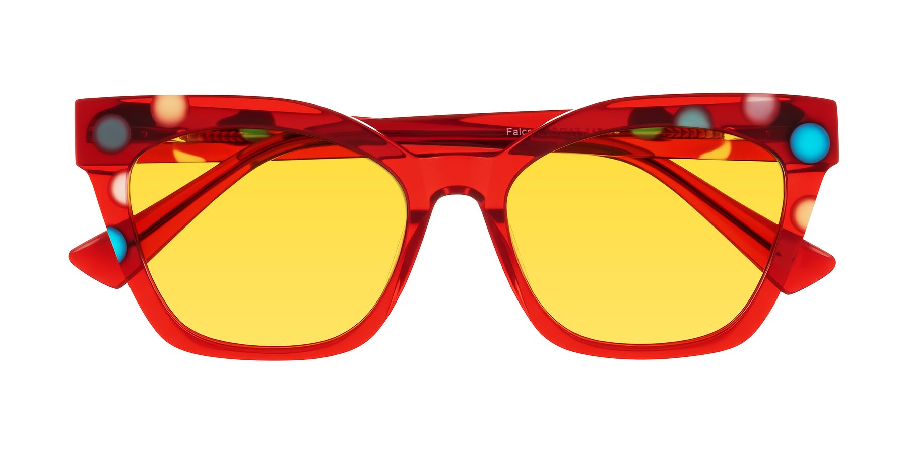 Folded Front of Falcon in Sage Dots with Yellow Tinted Lenses