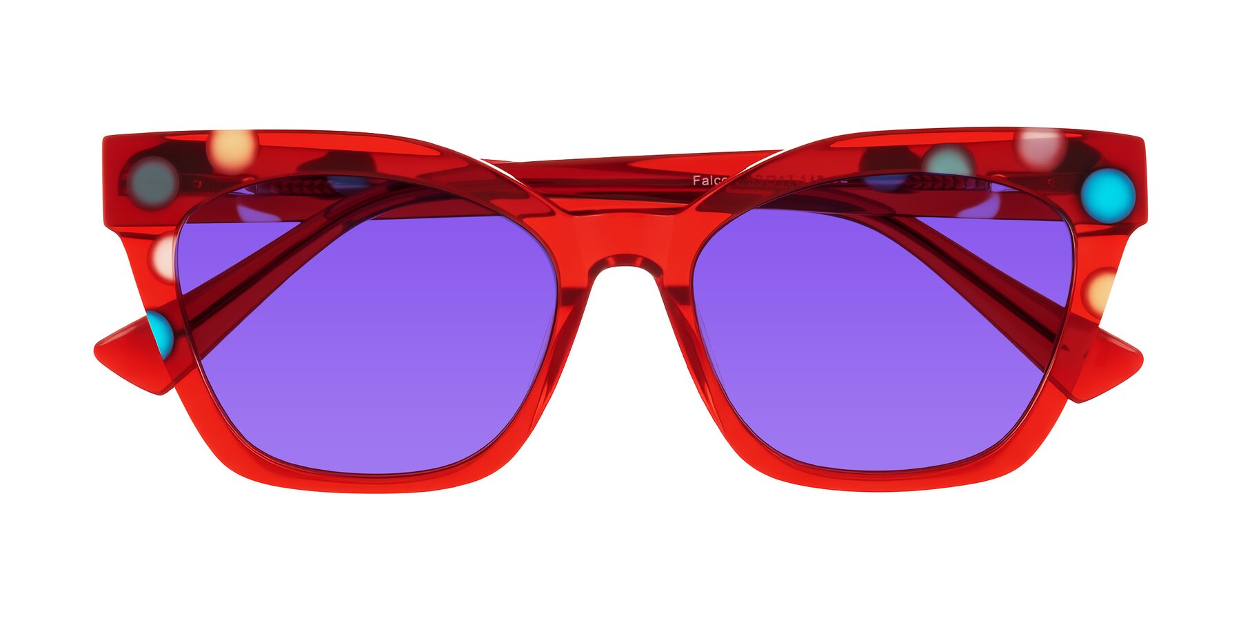 Folded Front of Falcon in Sage Dots with Purple Tinted Lenses