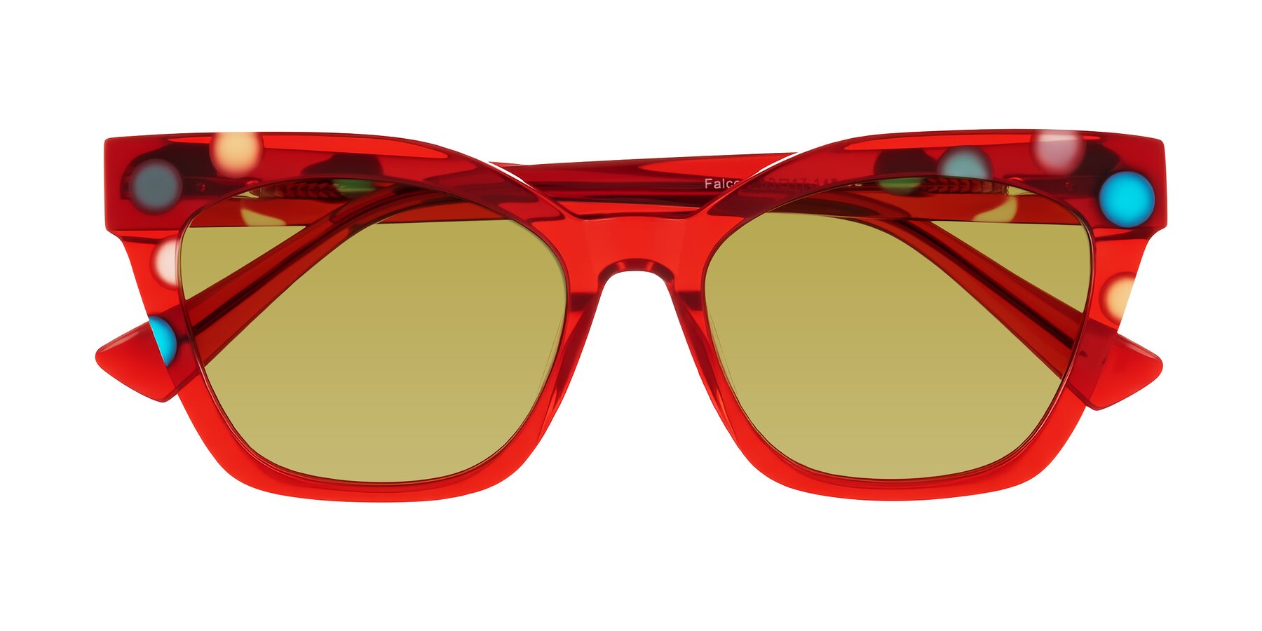 Folded Front of Falcon in Sage Dots with Champagne Tinted Lenses