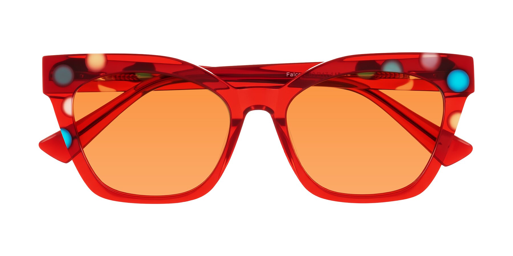 Folded Front of Falcon in Sage Dots with Orange Tinted Lenses