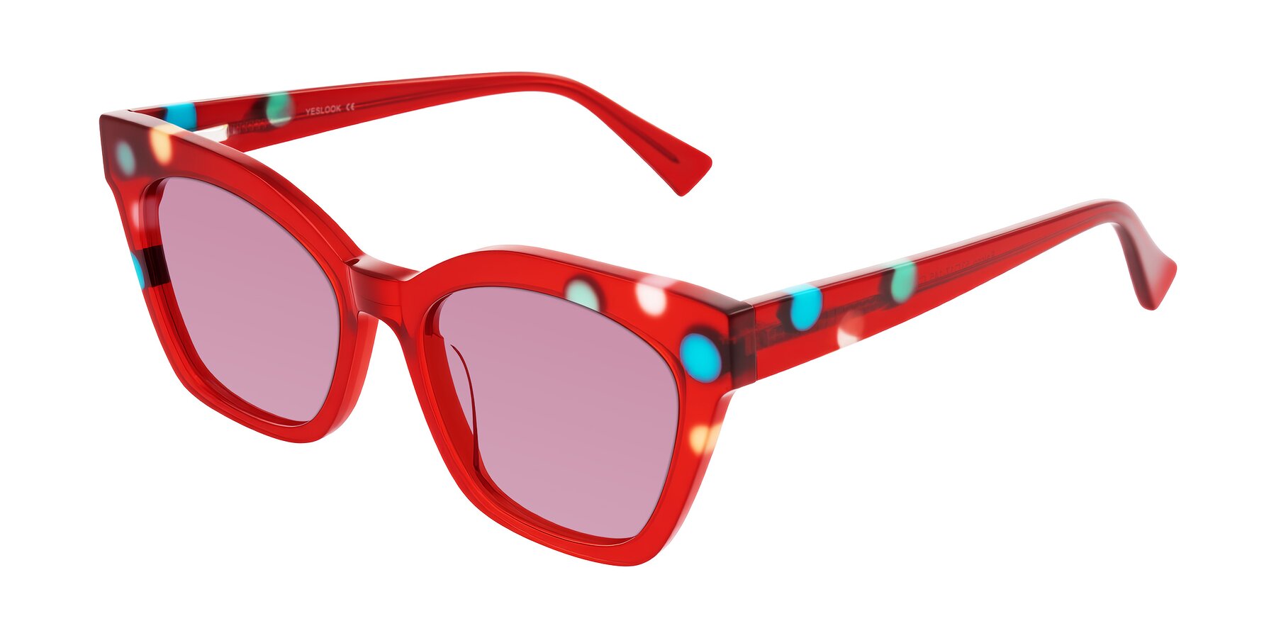 Angle of Falcon in Sage Dots with Medium Wine Tinted Lenses