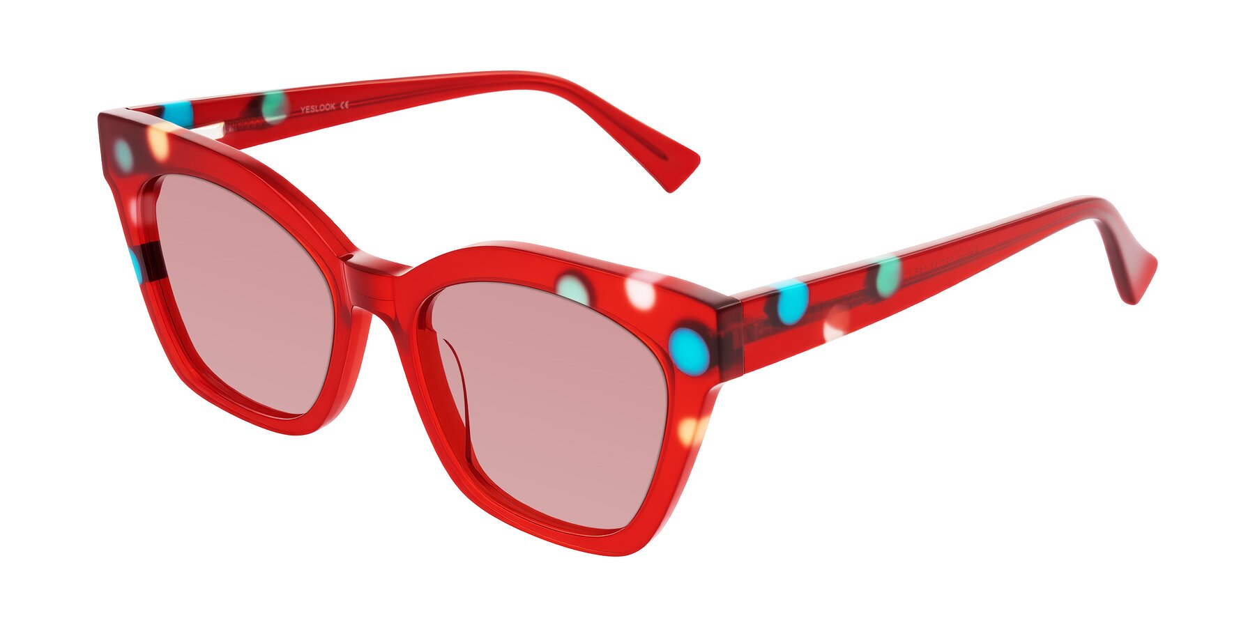 Angle of Falcon in Sage Dots with Medium Garnet Tinted Lenses
