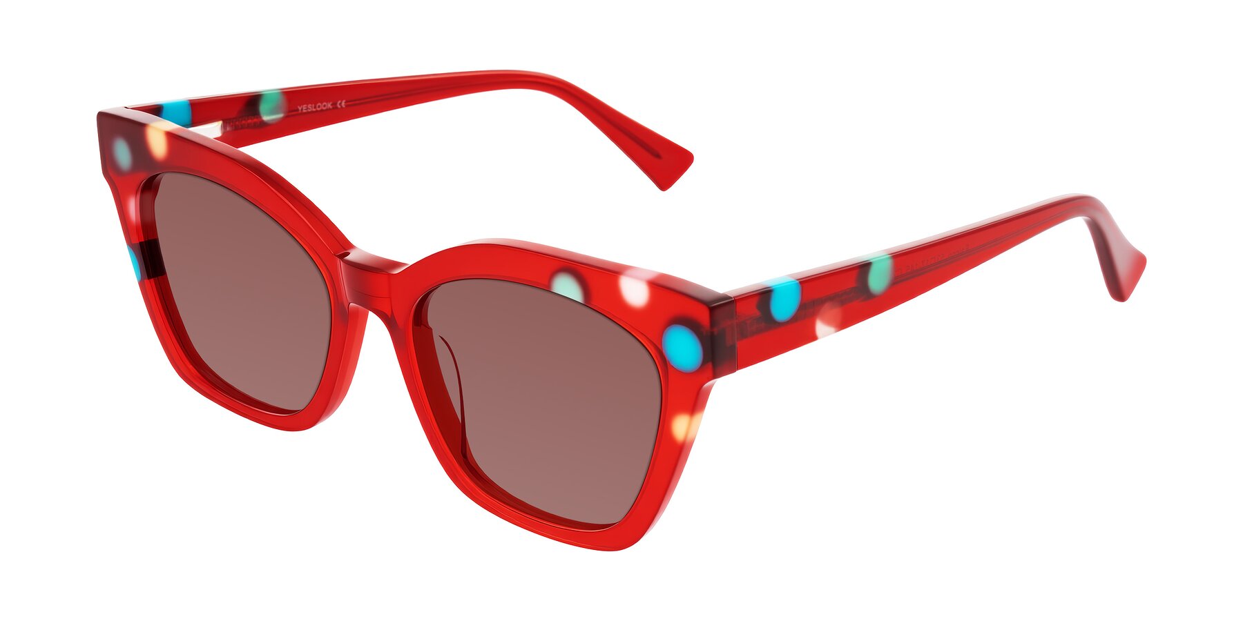 Angle of Falcon in Sage Dots with Garnet Tinted Lenses