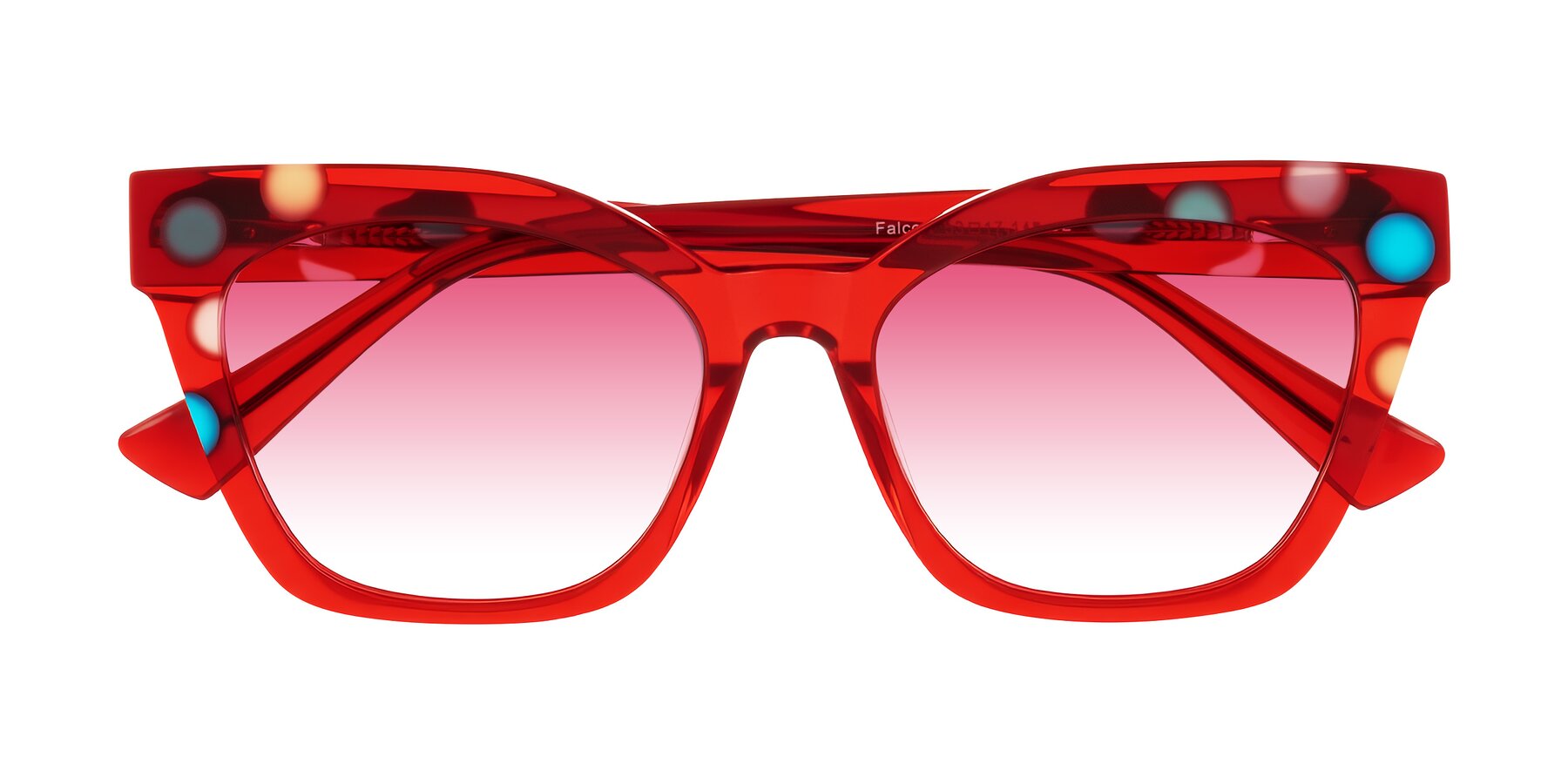 Folded Front of Falcon in Sage Dots with Pink Gradient Lenses