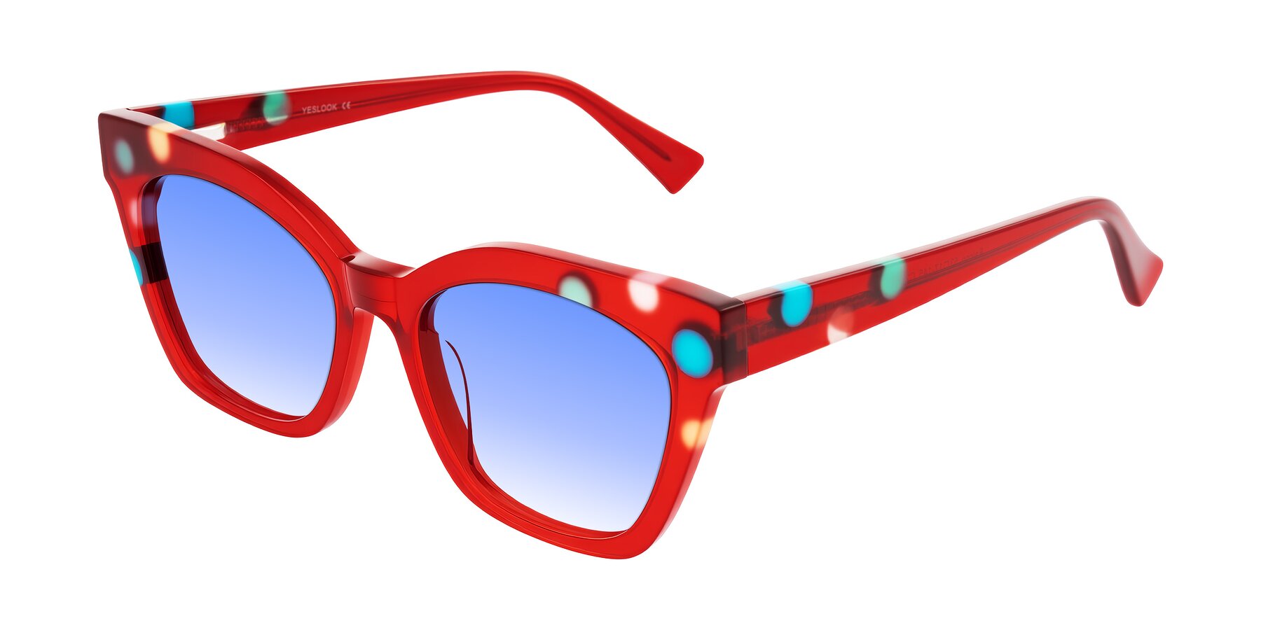 Angle of Falcon in Sage Dots with Blue Gradient Lenses