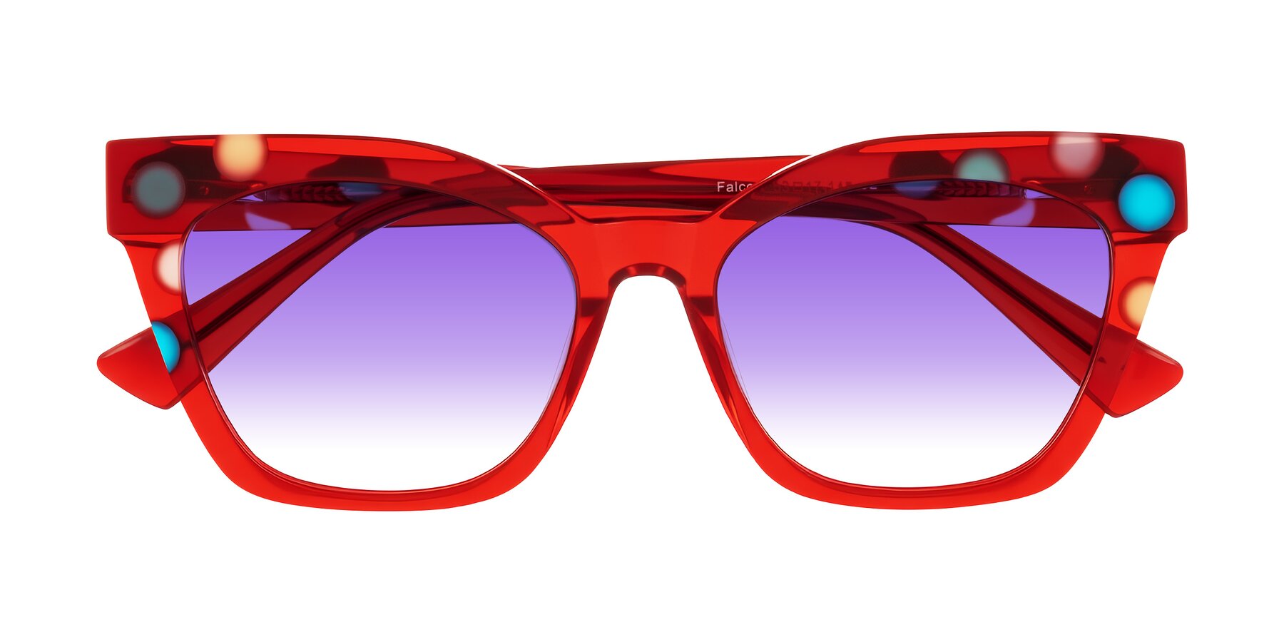 Folded Front of Falcon in Sage Dots with Purple Gradient Lenses