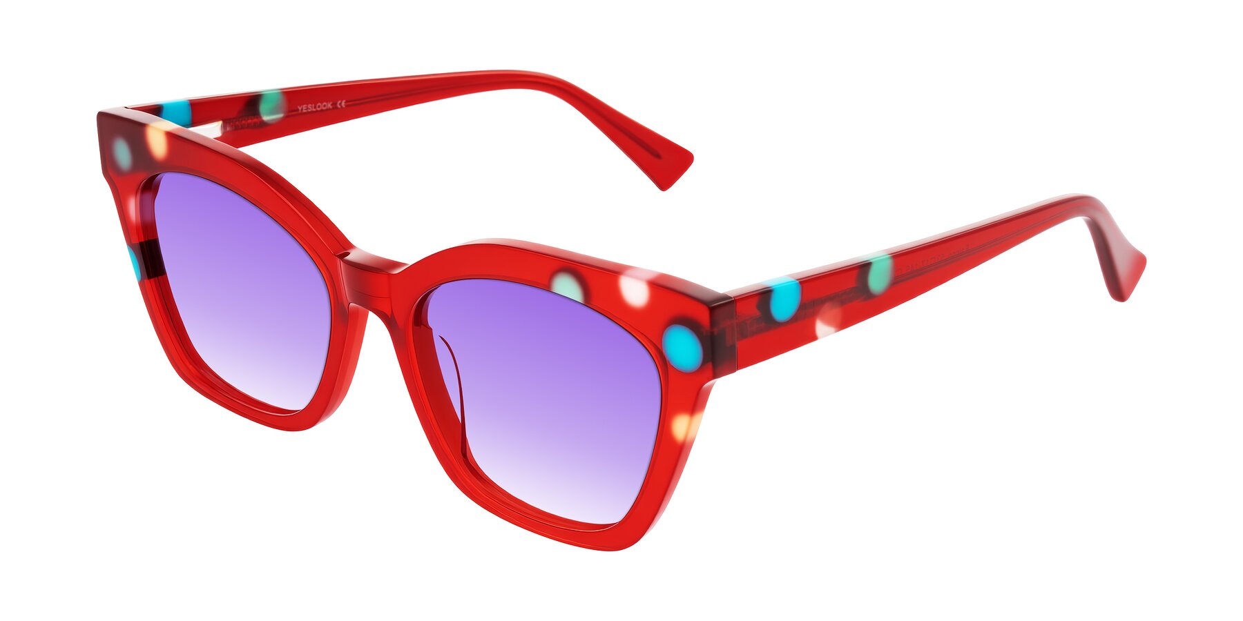 Angle of Falcon in Sage Dots with Purple Gradient Lenses