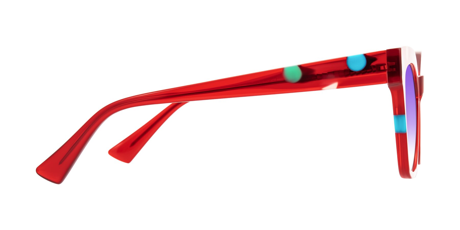 Side of Falcon in Sage Dots with Purple Gradient Lenses