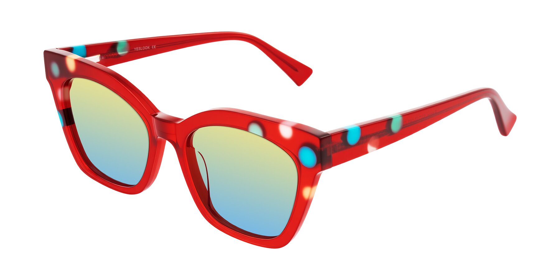 Angle of Falcon in Sage Dots with Yellow / Blue Gradient Lenses