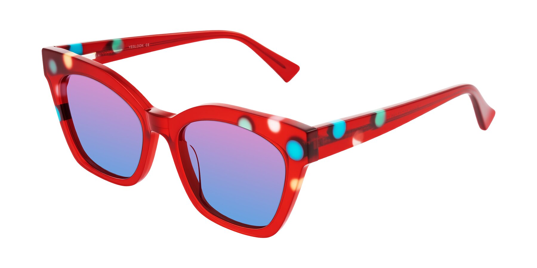 Angle of Falcon in Sage Dots with Pink / Blue Gradient Lenses