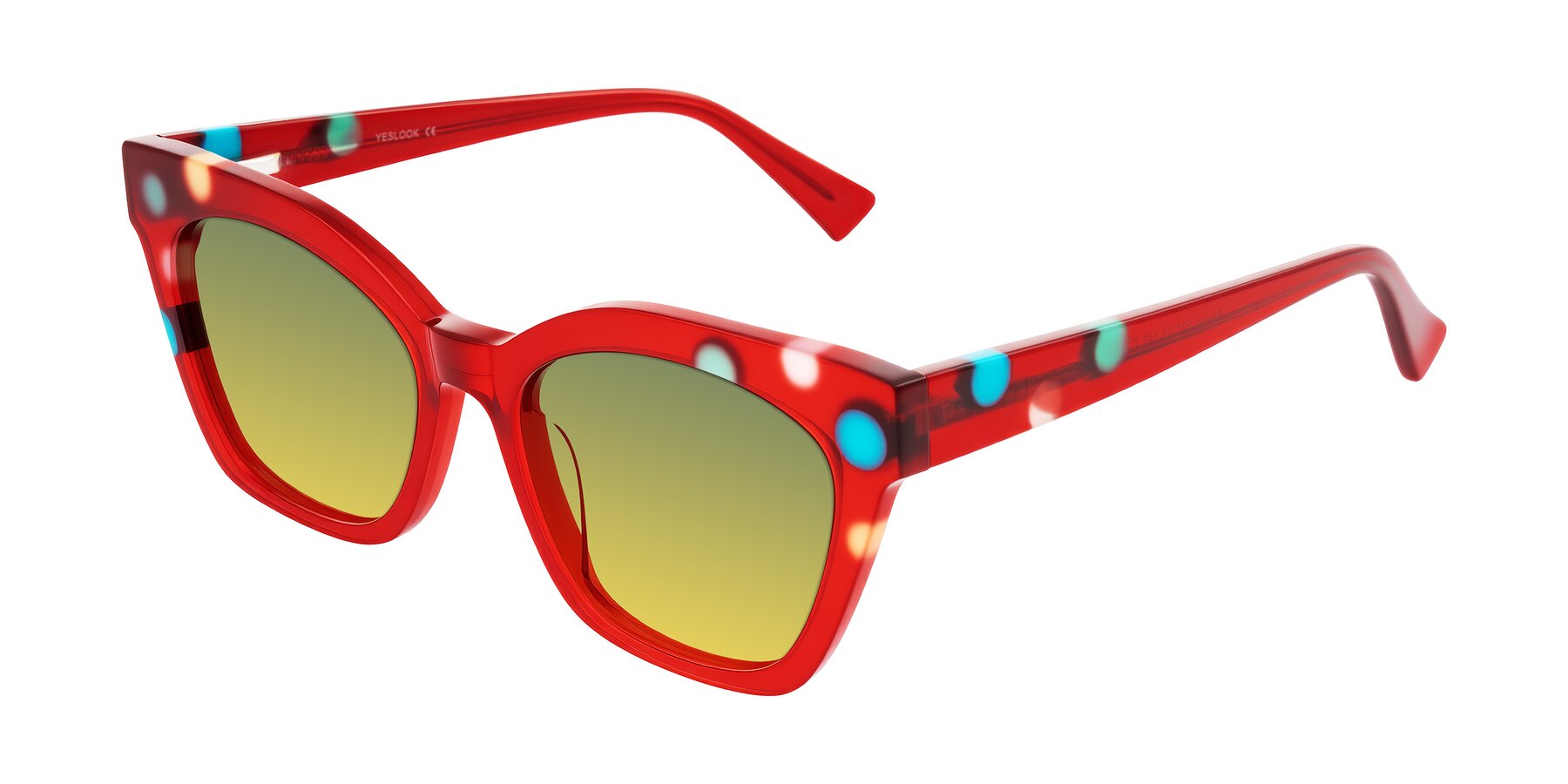 Angle of Falcon in Sage Dots with Green / Yellow Gradient Lenses