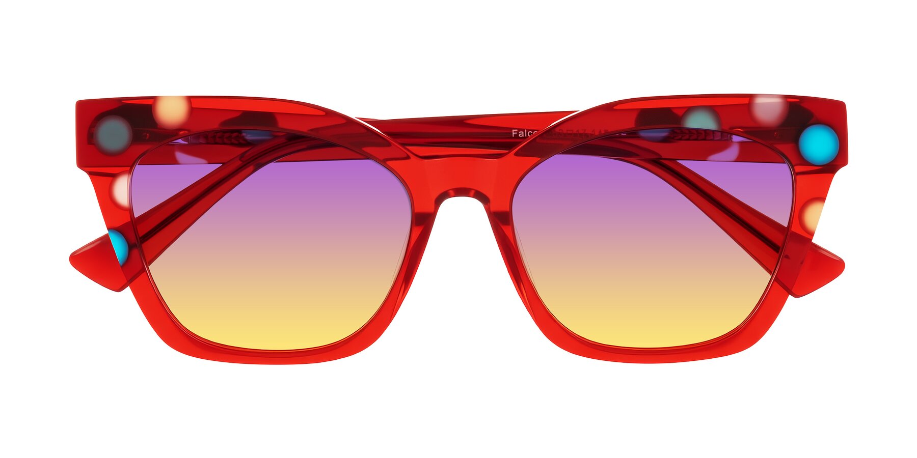 Folded Front of Falcon in Sage Dots with Purple / Yellow Gradient Lenses