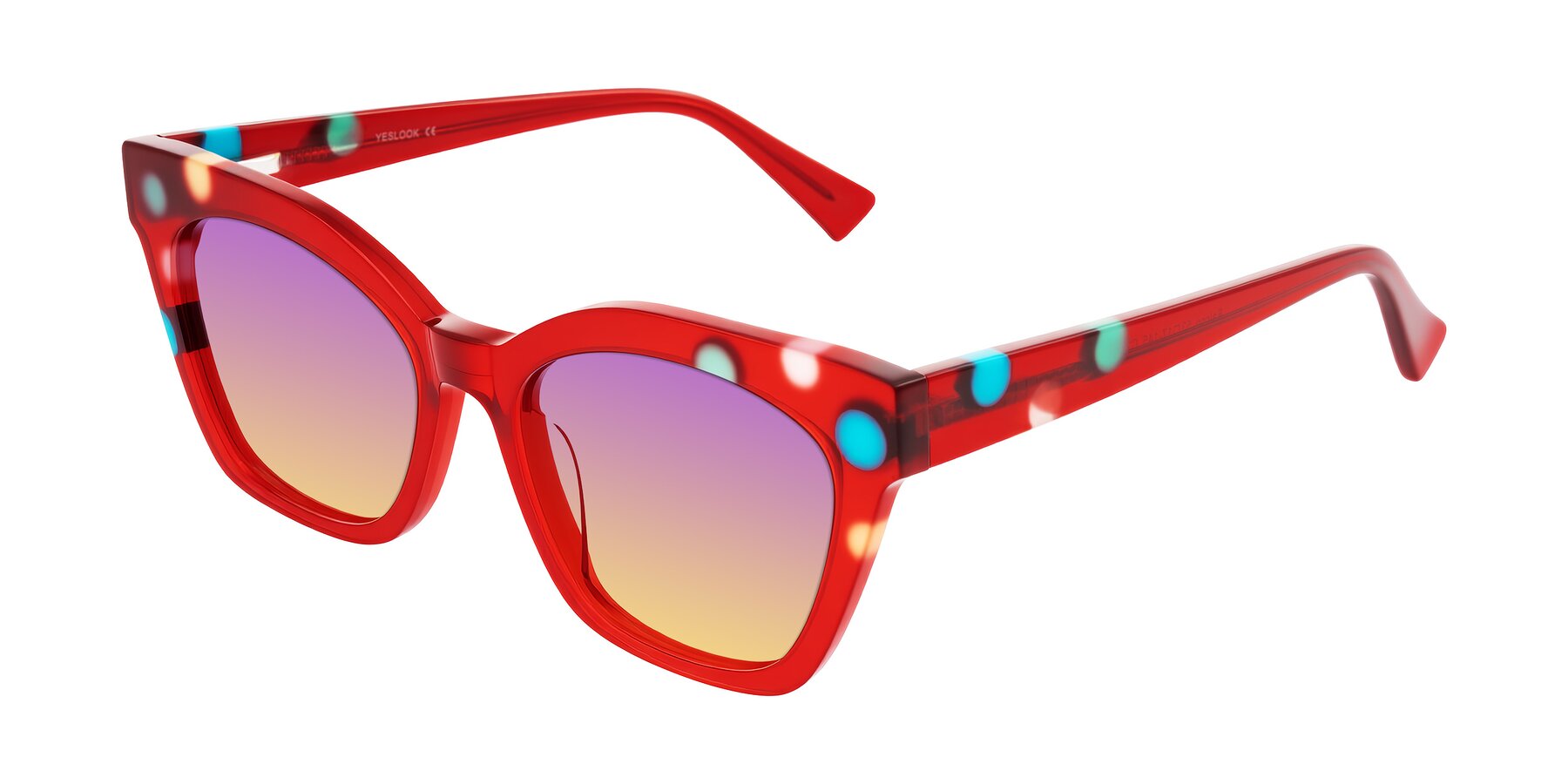 Angle of Falcon in Sage Dots with Purple / Yellow Gradient Lenses