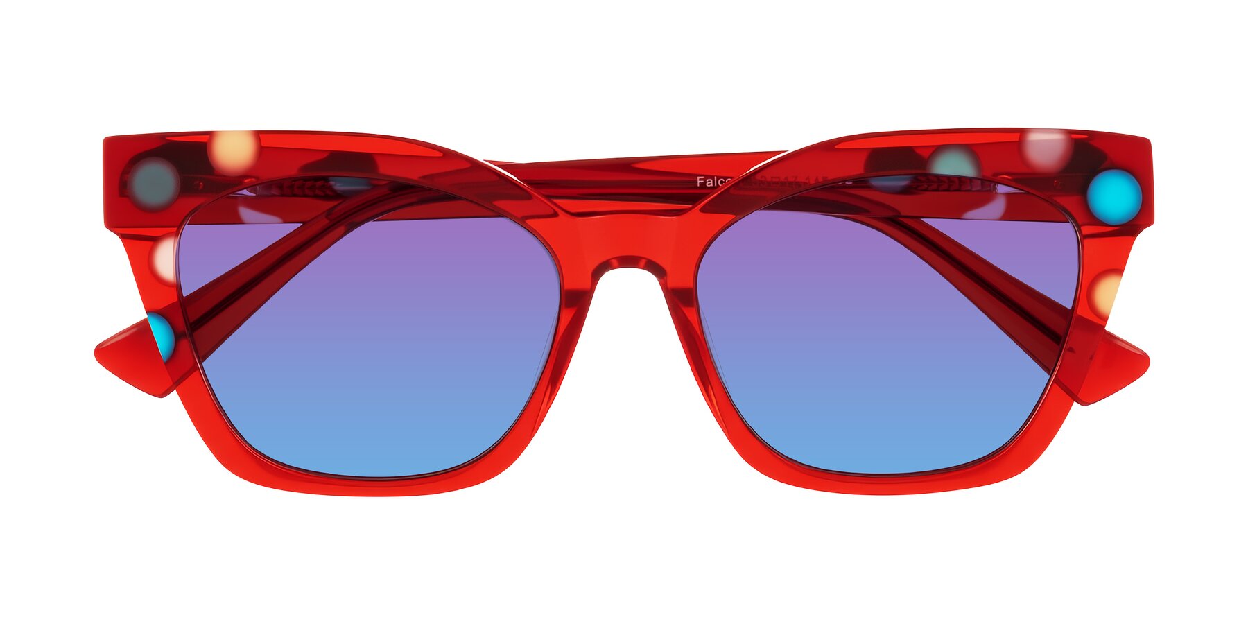 Folded Front of Falcon in Sage Dots with Purple / Blue Gradient Lenses
